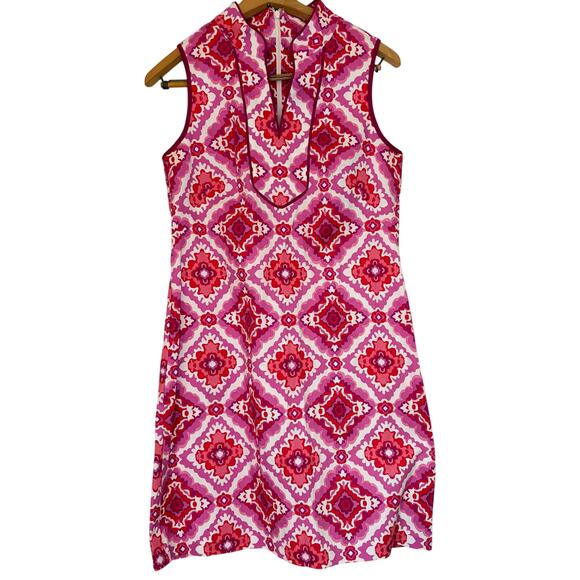 NWT Kensie womens pink white shift dress knee length 60s 70s vibes. Size 4 - Picture 2 of 8